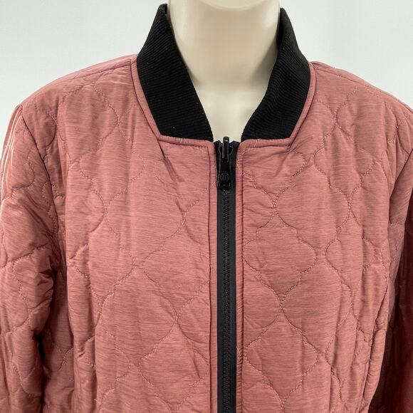 Bernardo Pink Quilted Reversible Floral Lined Zip Front Casual Bomber Jacket L - Picture 6 of 13